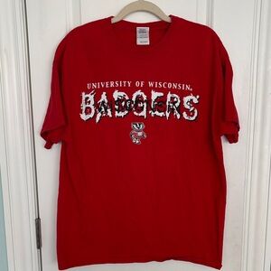 University of Wisconsin Badgers Red Graphic Tee - 100% cotton